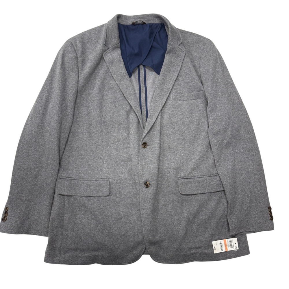 Tasso Elba Mens 3XL Gray Knit Blazer Sport Coat Cotton Blend Stretch NWT